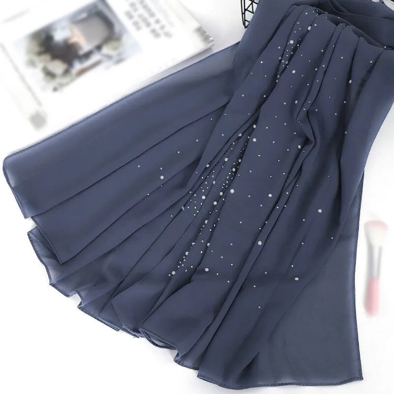 women's retro solid color chiffon silk scarves