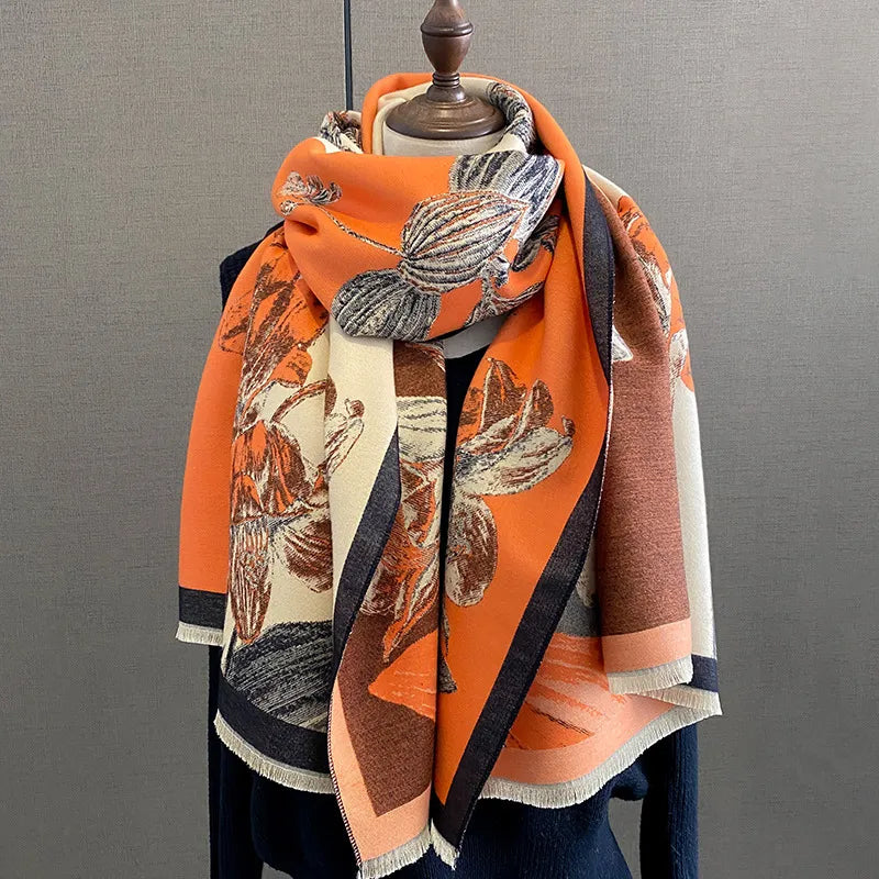 Unisex Basic Color Block Flower Acrylic Scarf
