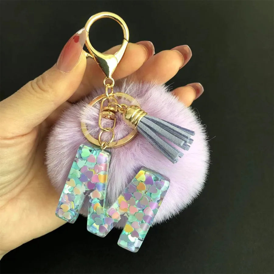 Cute Simple Style Letter Hairball Resin Unisex Bag Pendant Keychain