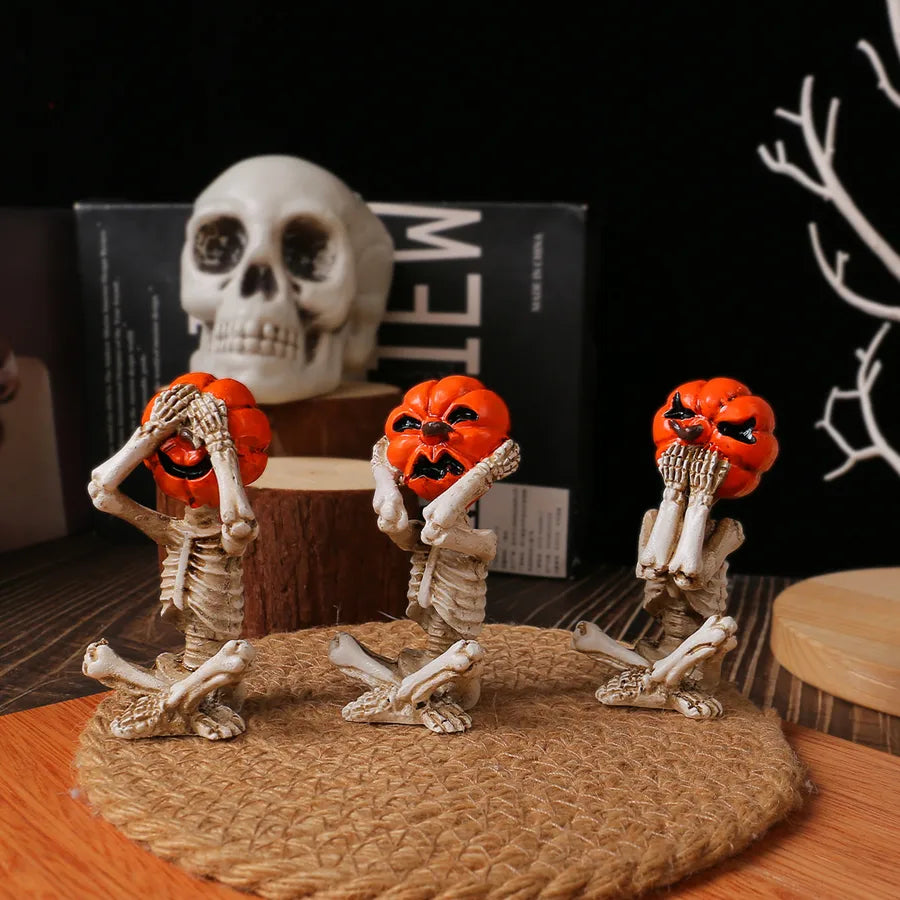 Halloween Decoration Props Yoga Meditation Pumpkin Head Skeleton Dolls Scary Dolls Home Decorations Festive Atmosphere Creepy