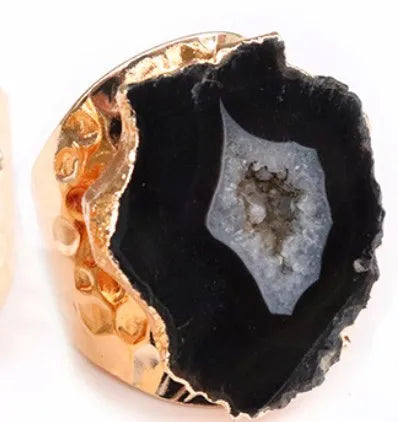 casual irregular crystal agate gold plated crystal wholesale open ring