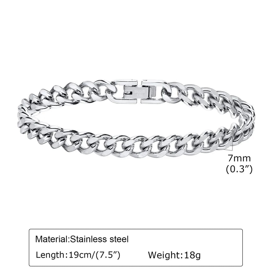 Simple Style Solid Color Stainless Steel Men's Bracelets