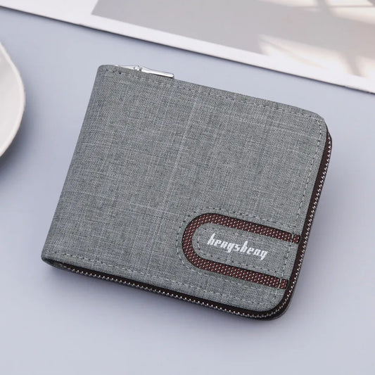men's short wallet men wallet zipper wallet canvas small wallet multi-functional dollar multi-Card Factory