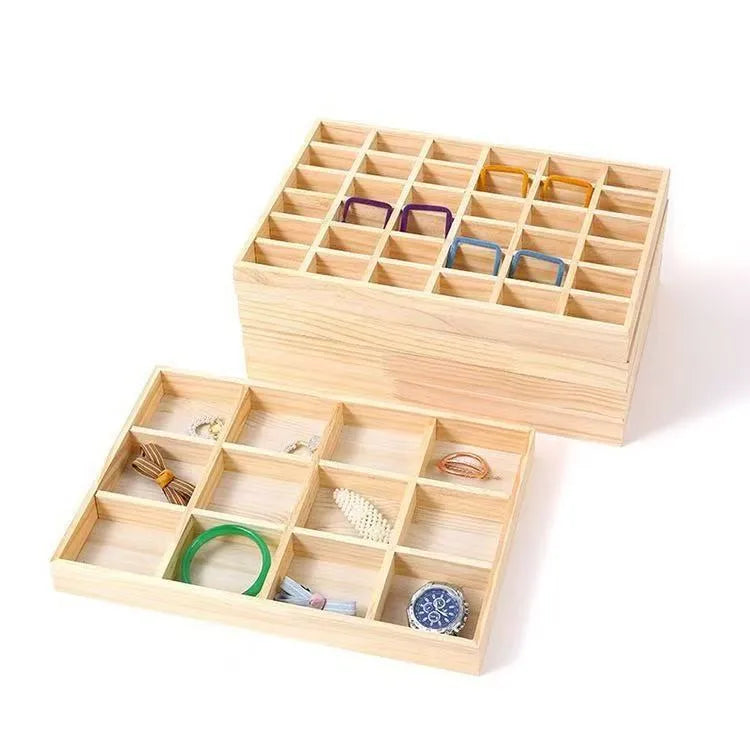 New Solid Wood Jewelry Storage Plate Bracelet Display Props Grid Empty Plate Storage Simple Style Wooden Material Jewelry Box
