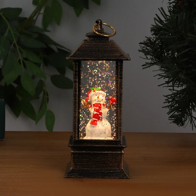 Christmas Decoration Santa Claus Plastic Figurine Water-Filled Night Lamp Decorative Crystal Light Christmas Party Gift