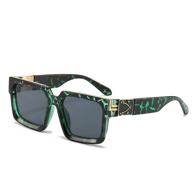 Hip-Hop Color Block Ac Square Full Frame Glasses