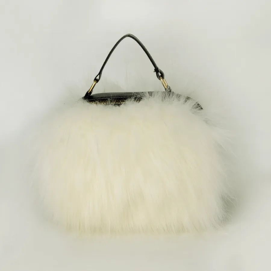 New Fashion Furry Personalized Niche Design Crossbody High Sense Imitation Raccoon Fur Fur Plush Hand-Carrying Bag Bag for Women