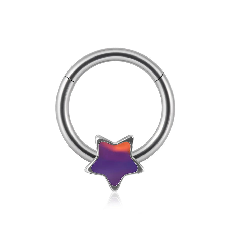 1 Piece Nose Rings & Studs Sweet Star Heart Shape Stainless Steel Plating Synthetic opal Resin Nose Rings & Studs