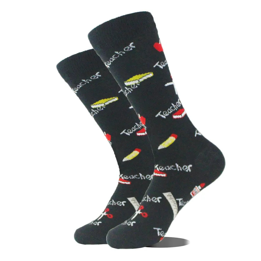 Men's Simple Style Cartoon Bicycle Nylon Cotton Crew Socks A Pair
