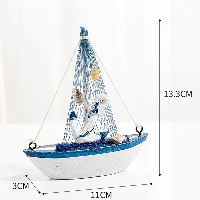 Marine Style Ship Wood Ornaments Artificial Decorations