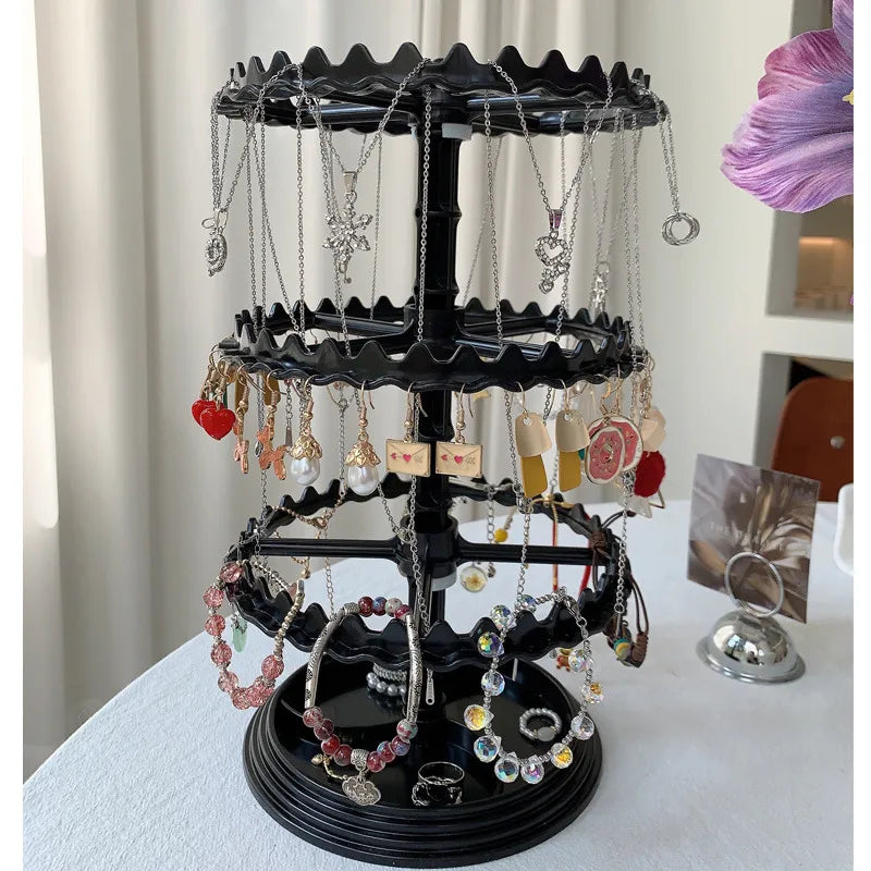 Multi-Layer Rotating Earring Storage Rack Women's Jewelry Display Stand Bracelet Necklace Small Accessories Holder Hair Tie