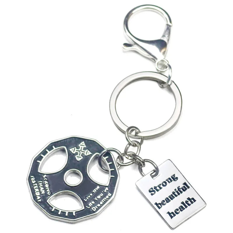 fashion creative fitness weight sheet keychain metal backpack buckle