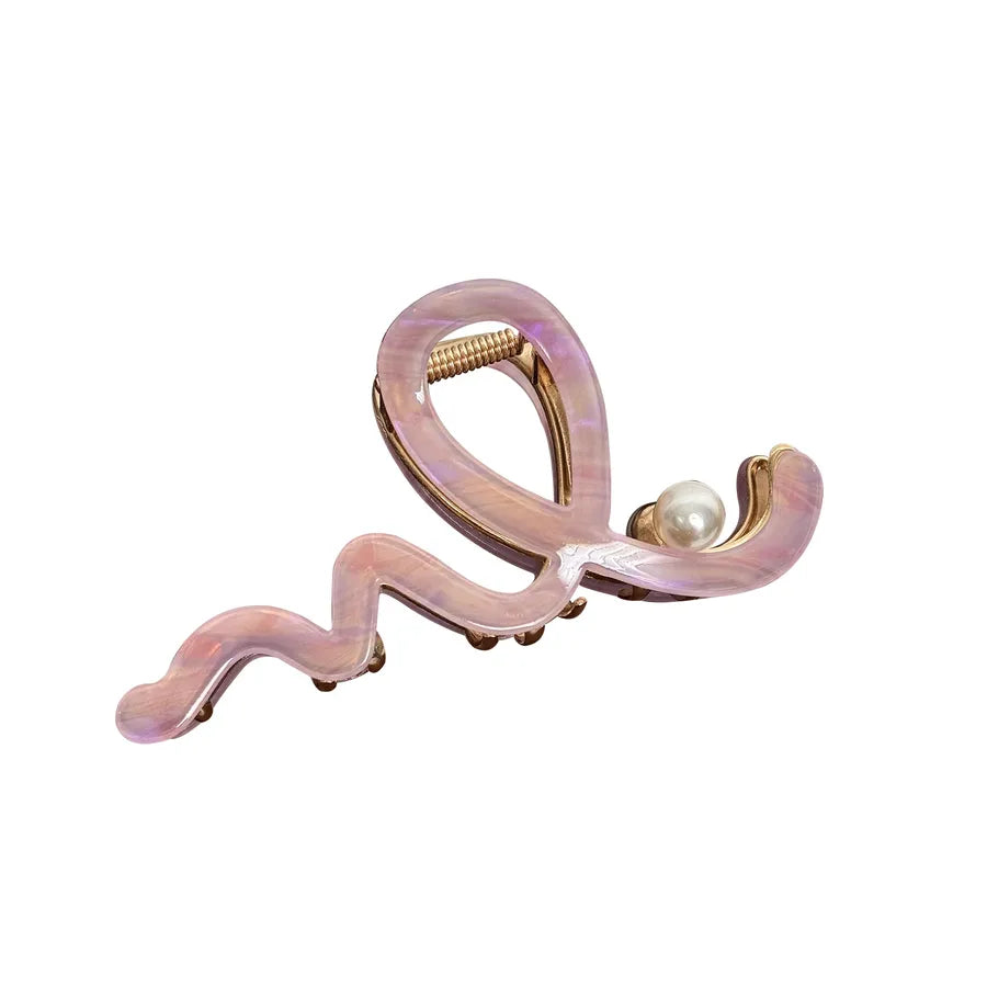 IG Style Women's Waves Arylic Alloy Inlay Pearl Hair Claws