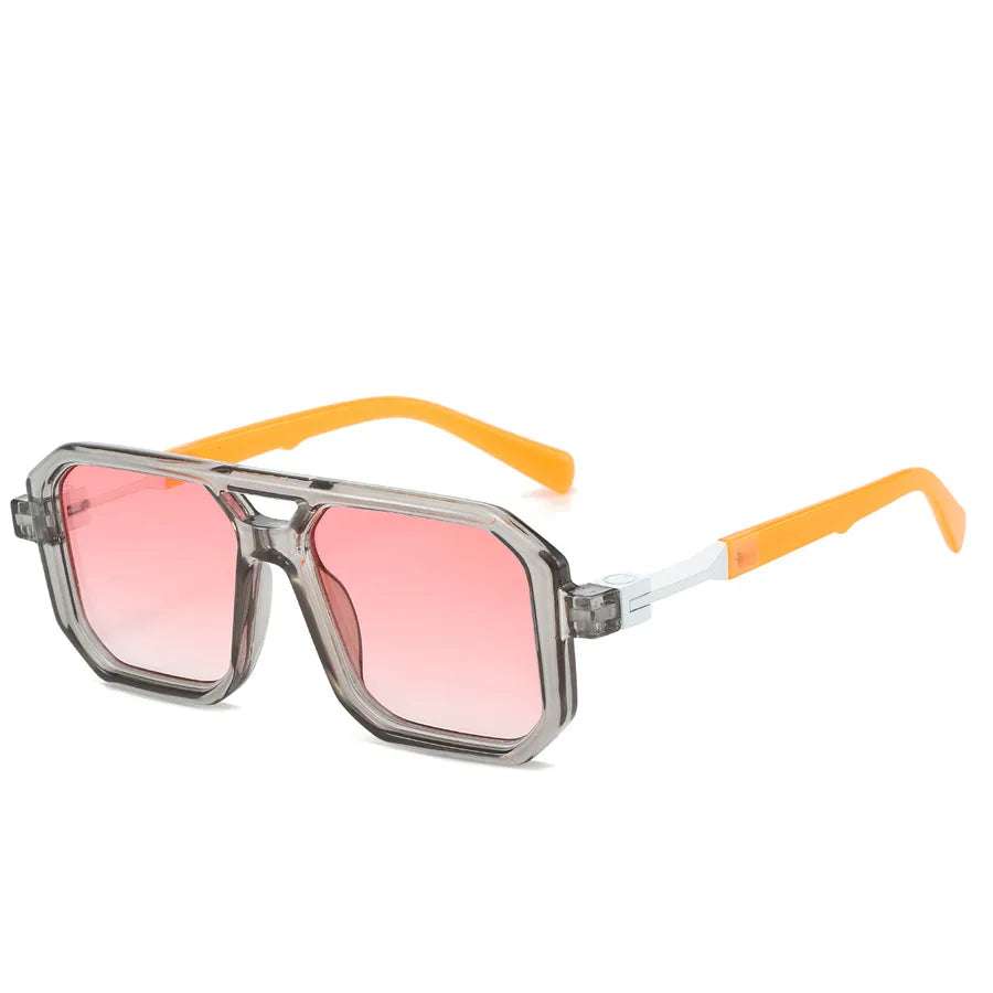 retro color block pc square full frame men's sunglasses