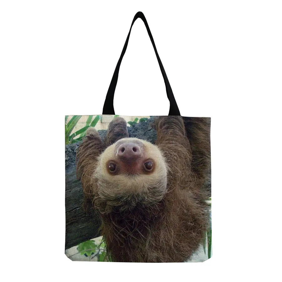 Women's Cute Cartoon Letter Linen Shopping bags