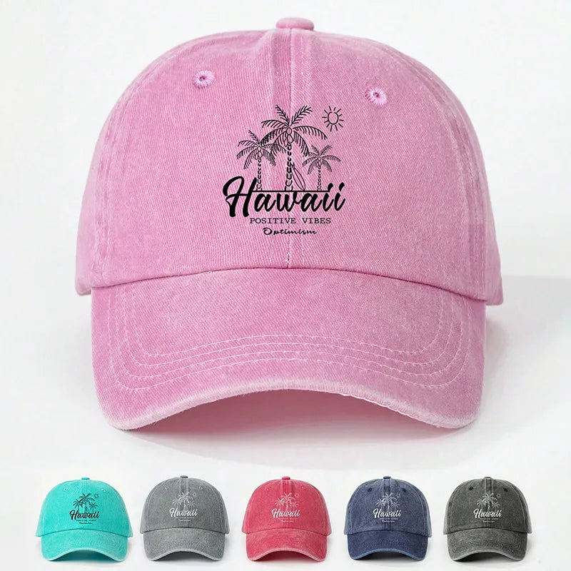 Unisex Elegant Lady Streetwear Letter Coconut Tree Curved Eaves Baseball Cap