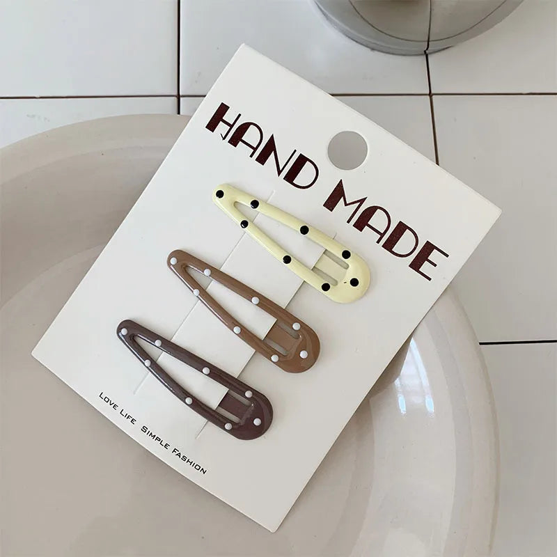 Polka Dot BB Clip Metal Star Hair Accessories Women Basic Versatile Mermaid Color Series Coffee Brown Drip Oil Color Hair Clips