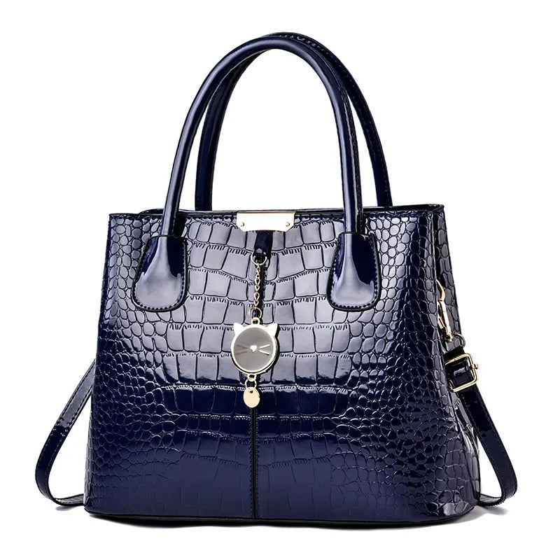 Bright Leather Women's Handbag  Autumn and Winter New Fashionable Mother's Bag Large Capacity Embossed Shoulder Crossbody Bag for Women