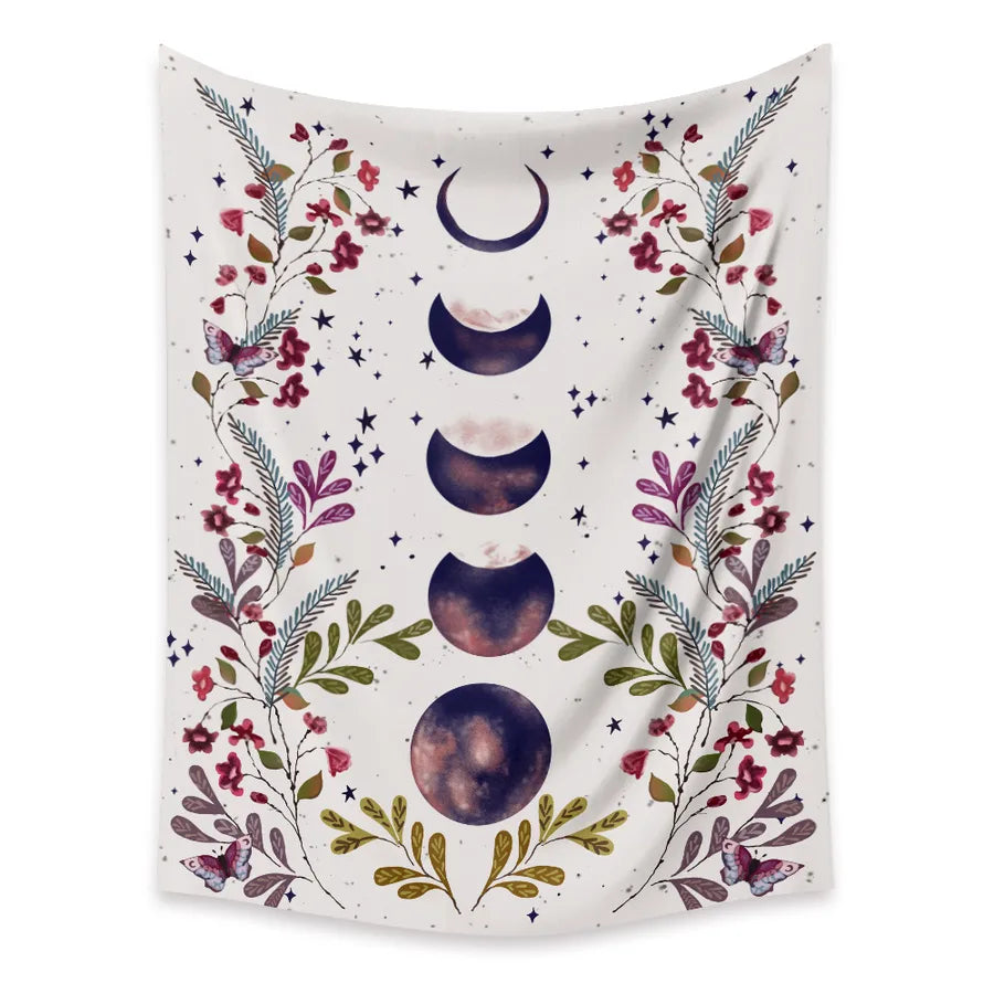 moon phase flowers printing bedroom decoration wall cloth wholesale nihaodropshipping