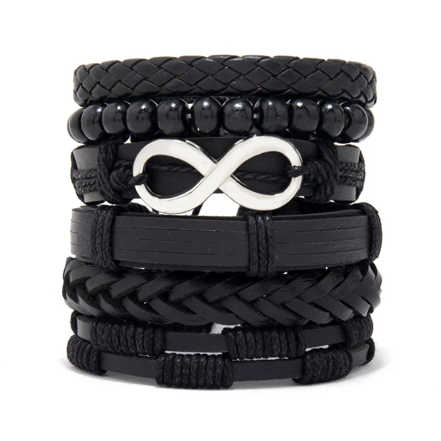 hip-hop solid color pu leather men's bangle 1 piece