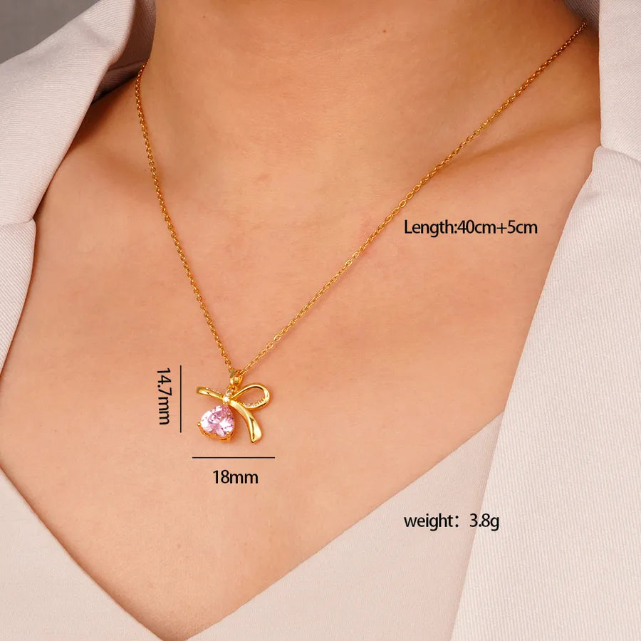 Wholesale Jewelry Glam Cute Luxurious Heart Shape 304 Stainless Steel Copper cable chain Pendant Necklace