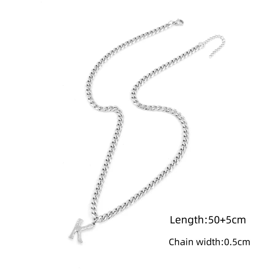 Wholesale Jewelry Modern Style Classic Style Letter 201 Stainless Steel 304 Stainless Steel Pendant Necklace Cuban Link Chain Curb Chain