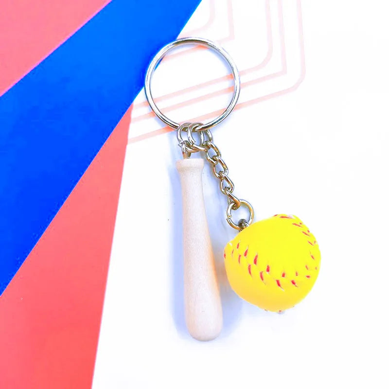 simple style sports ball pu leather metal unisex bag pendant keychain