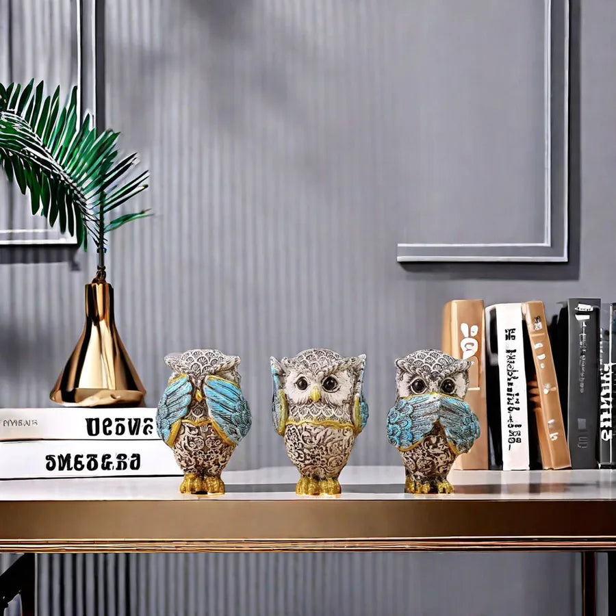 Cartoon Style Cute Owl Resin Ornaments Artificial Decorations