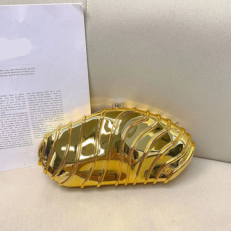 Silver Gold Pink Arylic Color Block Solid Color Oval Evening Bags