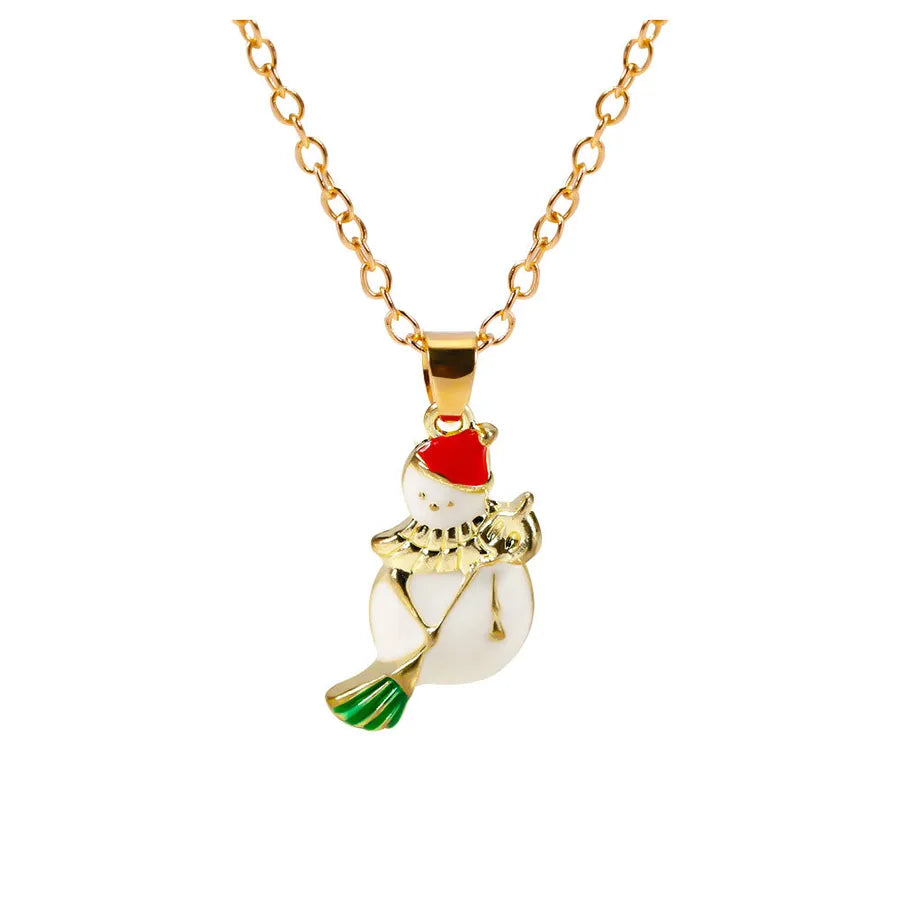 Christmas Themed Alloy Pendant Necklace With Bell Snowflake Design Geometric Pattern For Men And Women Christmas Tree Santa Claus Deer Stick