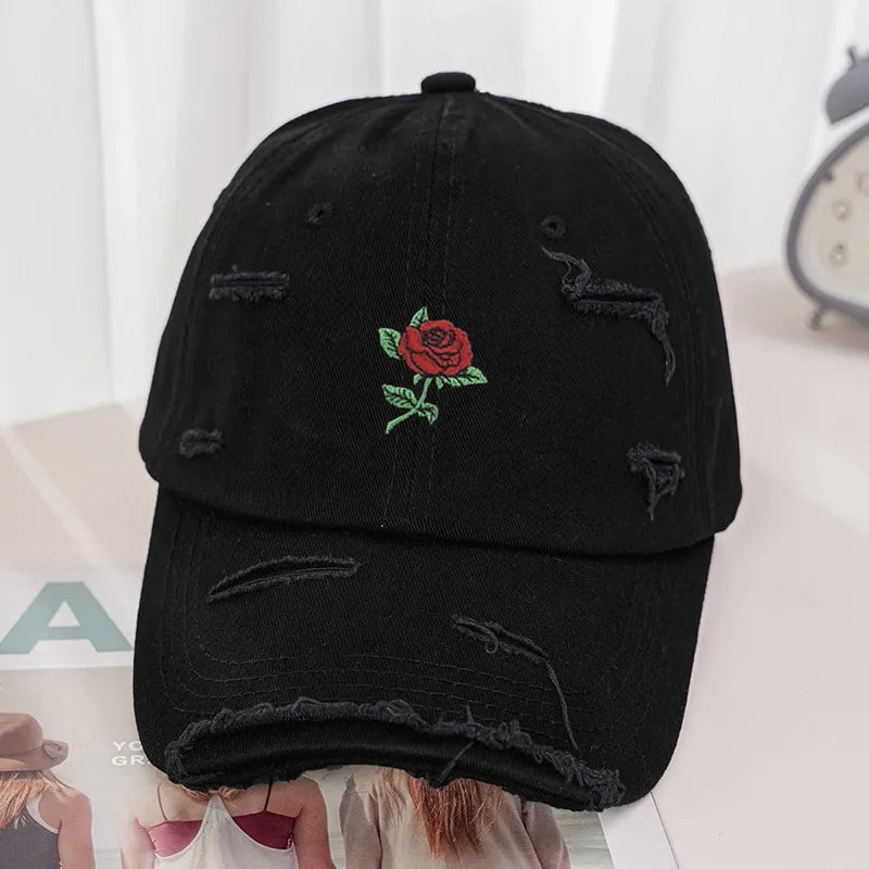 Unisex Streetwear Rose Curved Eaves Baseball Cap