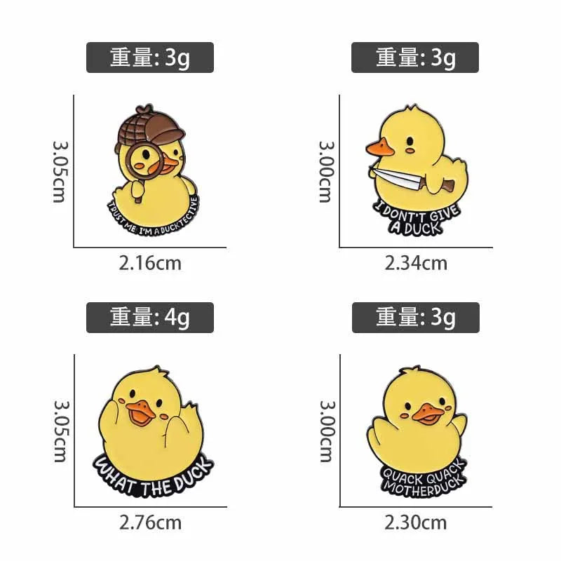 Cute Little Yellow Duck Brooch Pin Cartoon Personality Bag Charm Creative Decorations Zinc Alloy Letter Pattern Unisex Pins