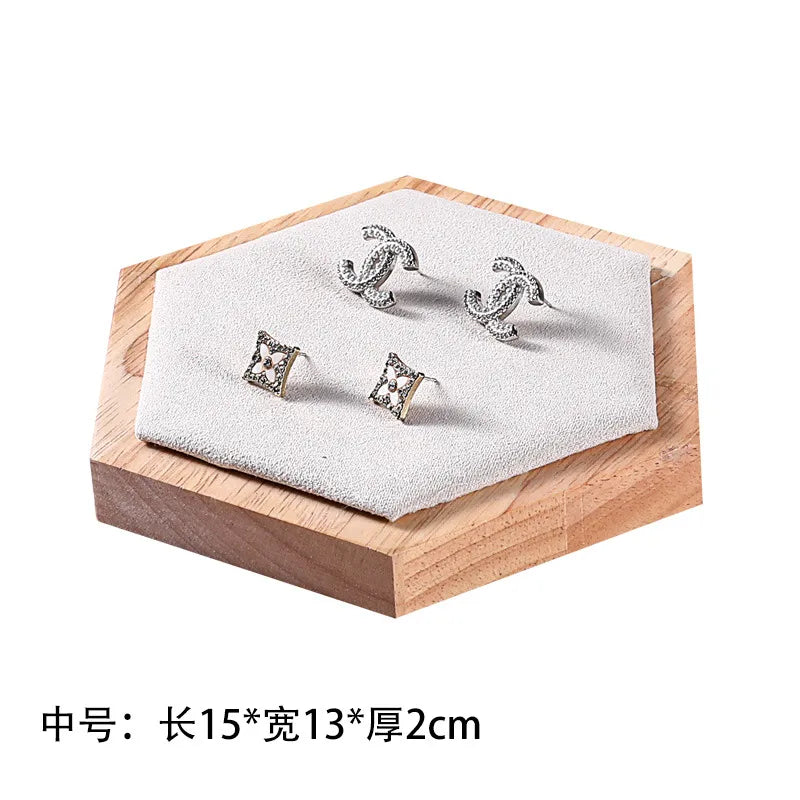 Jewelry Display Stand Earring Bracelet Necklace Ring Holder Wooden Hexagonal Structure Academic Style Crafted From Solid Wood