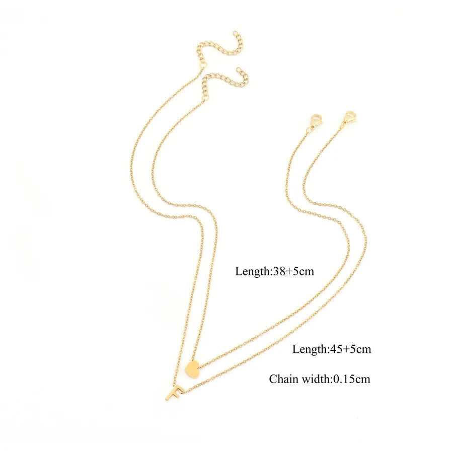 Wholesale Jewelry Simple Style Classic Style Letter Heart Shape 201 Stainless Steel 304 Stainless Steel cable chain Pendant Necklace