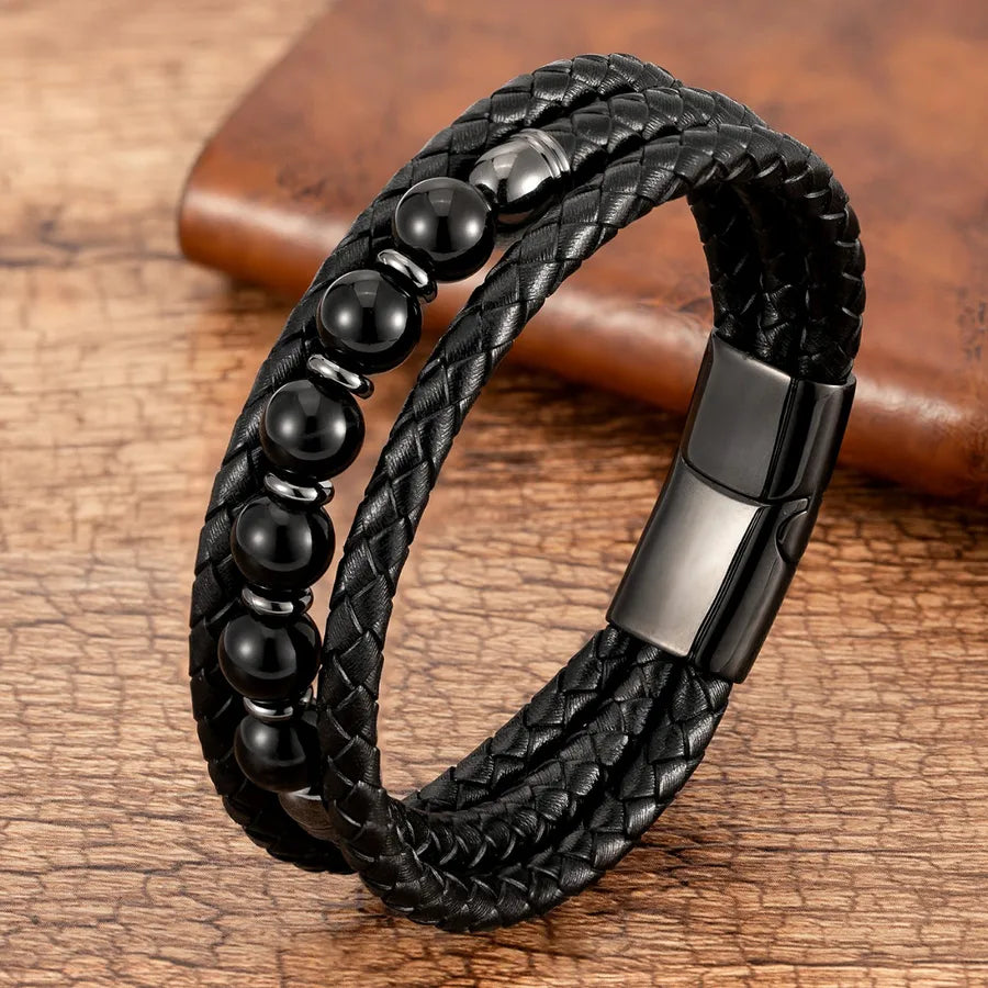 handmade round natural stone tiger eye beaded men's bracelets