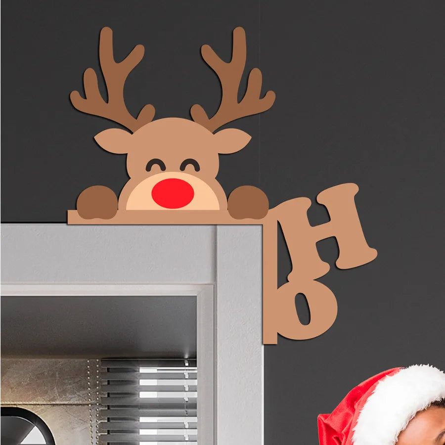 Christmas Decorative Wooden Corner Stickers MZ648-652 Santa Claus Reindeer Grinch Cartoon Animation Wall Decals