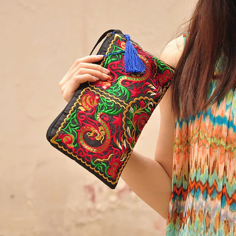 women's all seasons cotton ethnic style envelope bag clutch bag