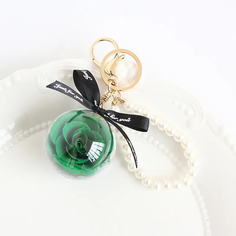 cute letter preserved flower women's keychain