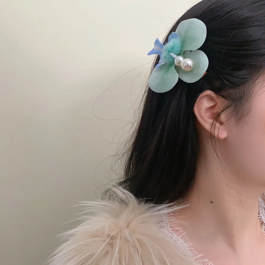 Super Fairy Artificial Flower Butterfly Flower Tassel Grip Female Sweet Style Unique and Exquisite Barrettes Ins All-Match Hair Accessories Fashion