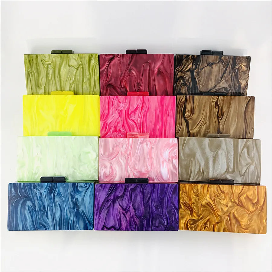 Hengmei  New Dinner bag Large-grain Pearlescent Acrylic Women's bag Women's Clutch Acrylic bag