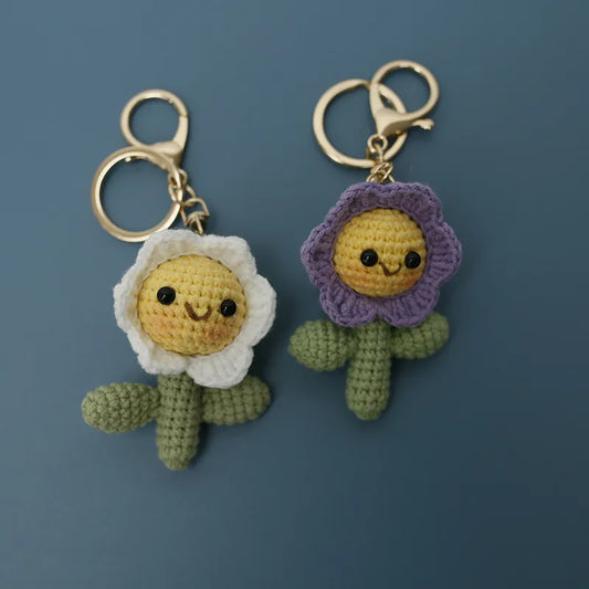 1 Piece Cute Pastoral Flower yarn Women's Bag Pendant Keychain