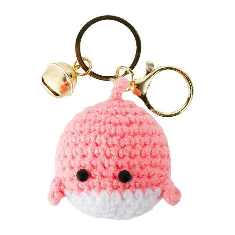 Creative Cartoon Knitted Mini Whale Keychain Cute Girl Heart Bag Pendant Couple Small Gift Christmas Valentine's Day Plush Material