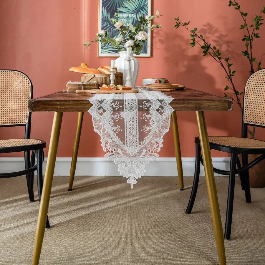 Yi Qiyun lace table runner dining table decoration coffee table long embroidered princess style shoe cabinet hollow factory direct supply