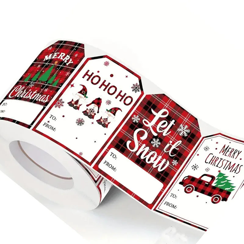 500 Pieces Holiday Thank You Handmade Craft Gift Decoration Festive Roll Out Christmas Card Stickers Adhesive Paper Decor