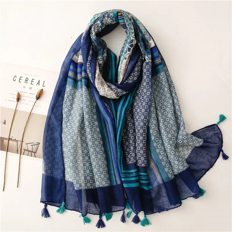 new scarf retro stitching bohemian cashew print silk scarf sunscreen yiwu wholesales