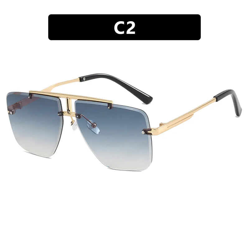Hip-Hop Punk Streetwear Gradient Color Pc Polygon Frameless Men's Sunglasses