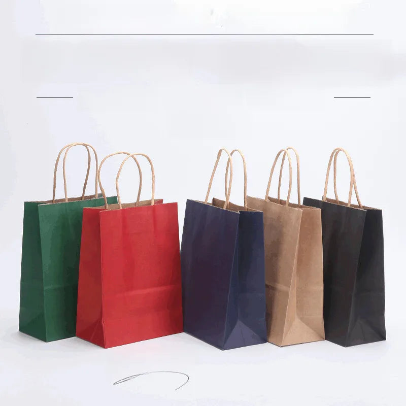 Hand-held paper bag spot Square bottom Kraft paper bag take-out packaging gift packaging bag color shopping bag