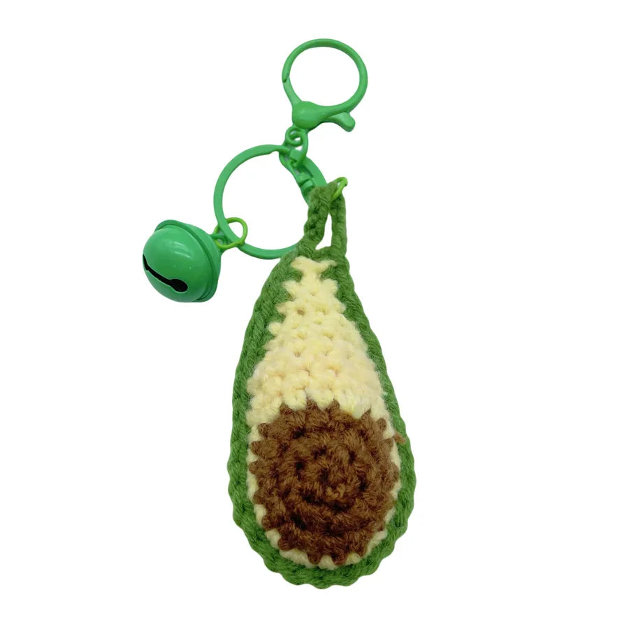 Handmade Smiley Face Vegetable Fruit Keychain Plush Crocheted Cute Hanging Doll Creative Gift Christmas Valentine's Day New Year