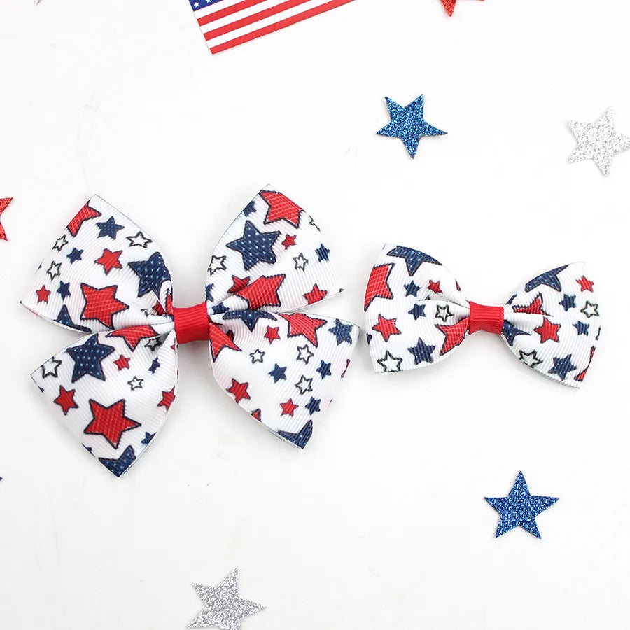 Independence Day Hairpin American Flag Bow Hair Accessories Children Girl Cute Headwear Patriotic Hairpin