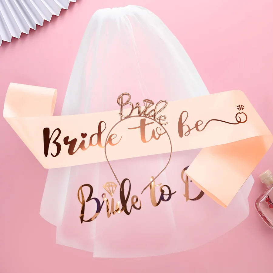 Romantic Letter Alloy Satin Cloth Wedding Date Hair Band Party Supplies Party Accessories 3 Pieces Set
